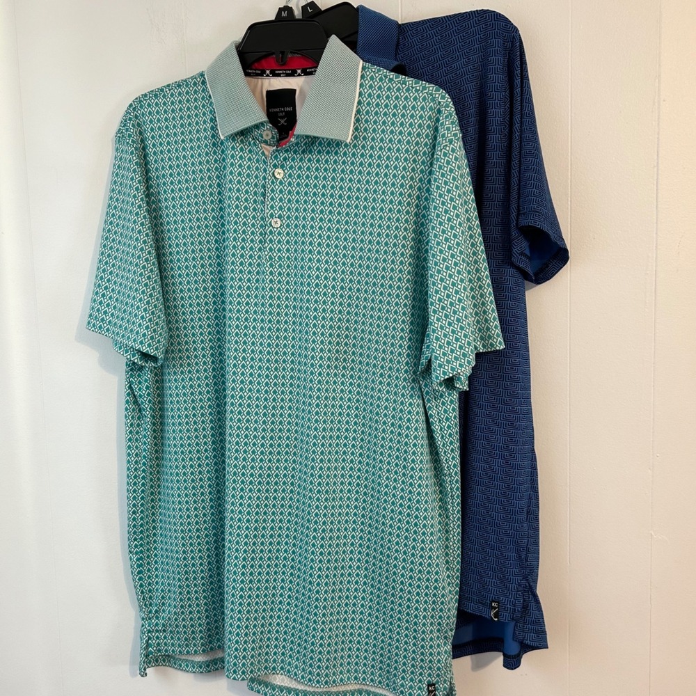 Kenneth Cole Golf Mens Polo Shirt 2 shirt‎ bundle Pattern Short Sleeve Size L